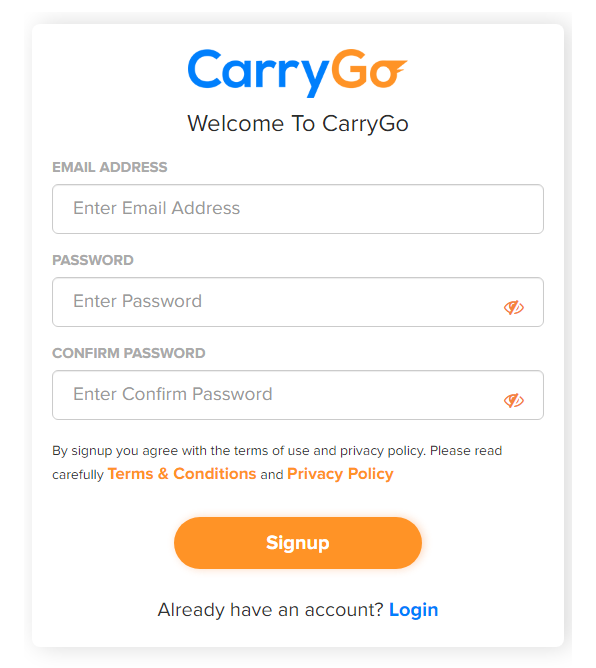 become a transporter at carrygo signup